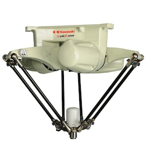 New faster,more compact delta arm robot extends Kawasaki pick and place range